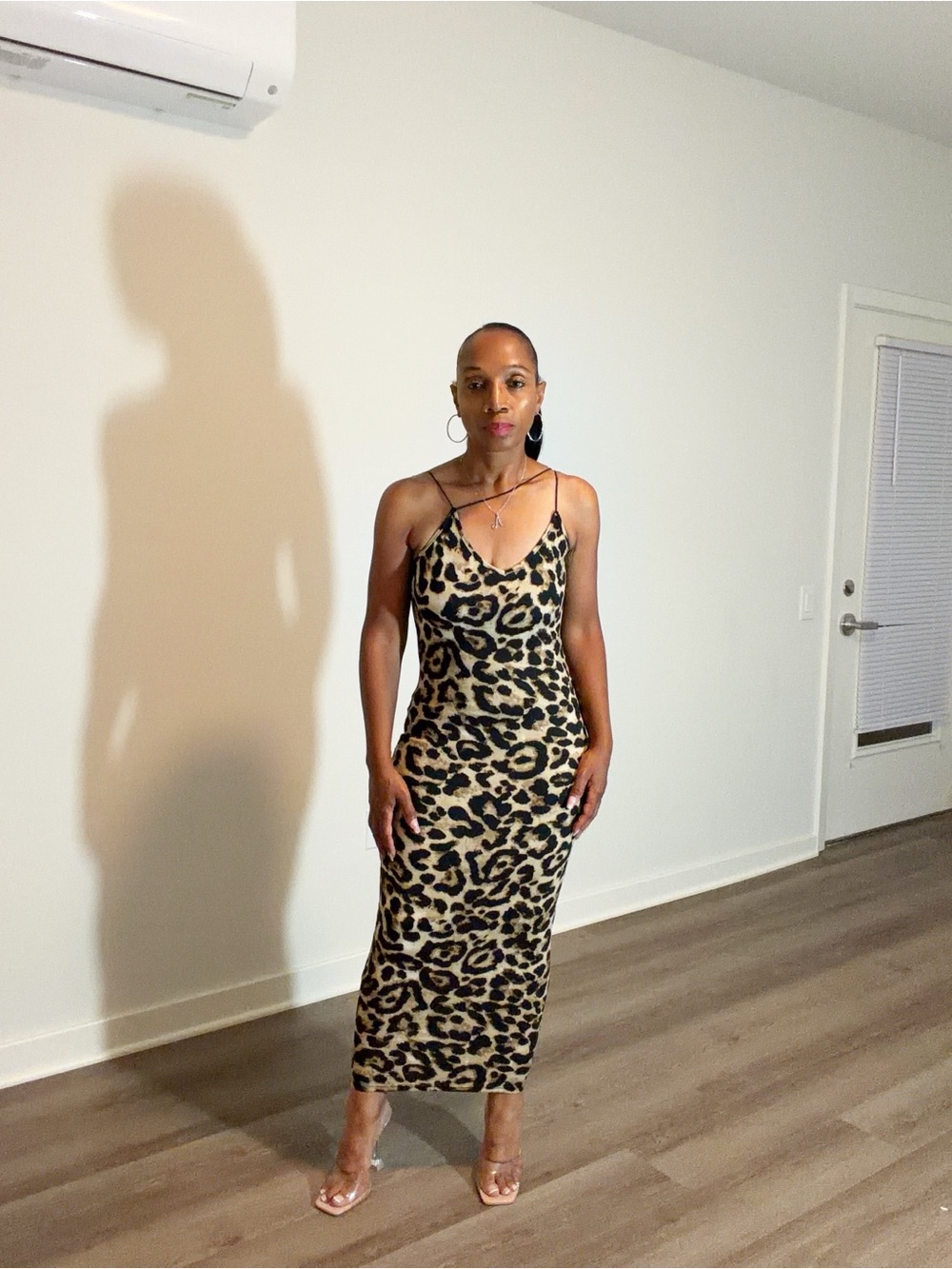 Leopard Print Slip Midi Dress - Beige/Black - Picture 4 of 7